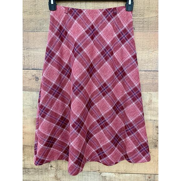 Vintage 1970s Sz Small A-line Pull On Pink Plaid Skirt Academia Preppy - Picture 2 of 6